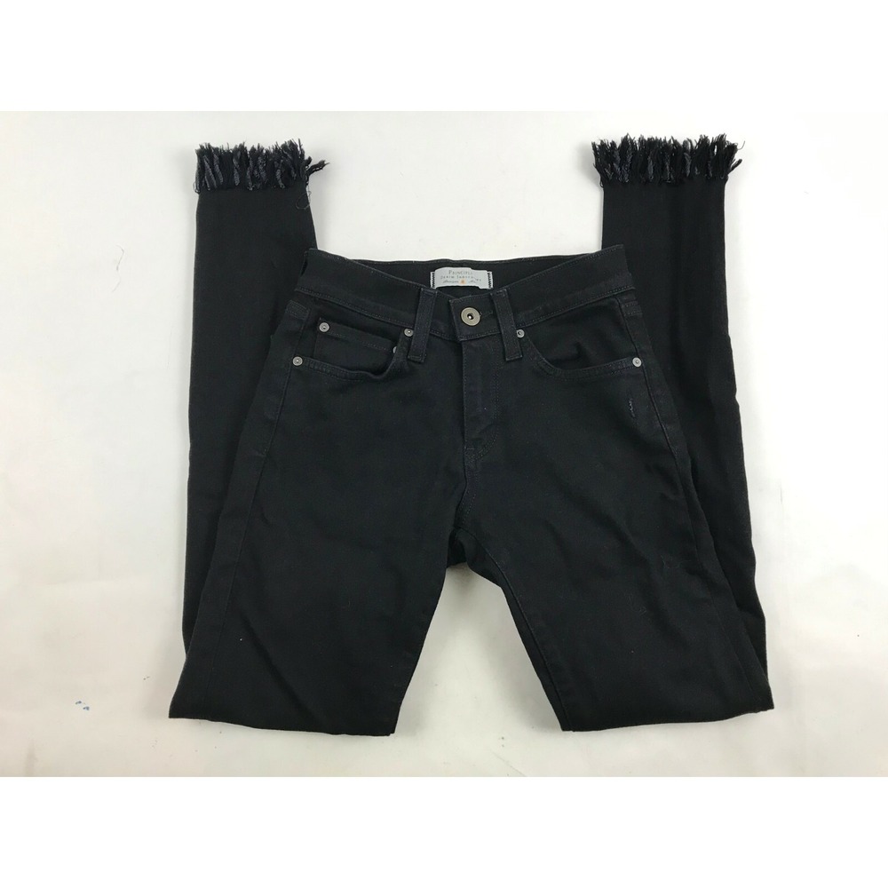 Principle Jeans Women's Size 24 Black Straight Distressed Frayed Raw Hem Denim